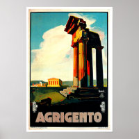 Agrigento Sicily Italy Travel Art Poster