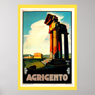 Agrigento Sicily Italy Travel Vintage Poster