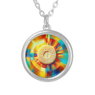 AGS Communion Host Expressionist Effect Silver Plated Necklace