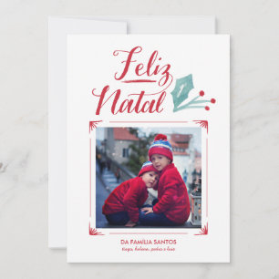 Aguarela & Caligrafia Feliz Natal Holiday Card