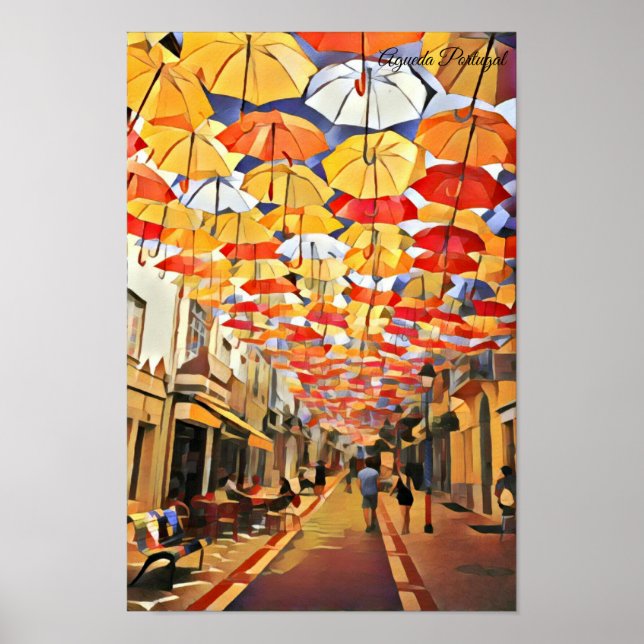 Agueda Umbrella Sky Portugal Poster (Front)