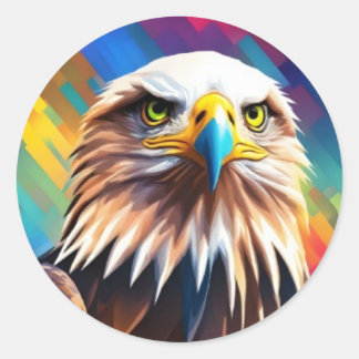 Águila Calva Colorida Classic Round Sticker