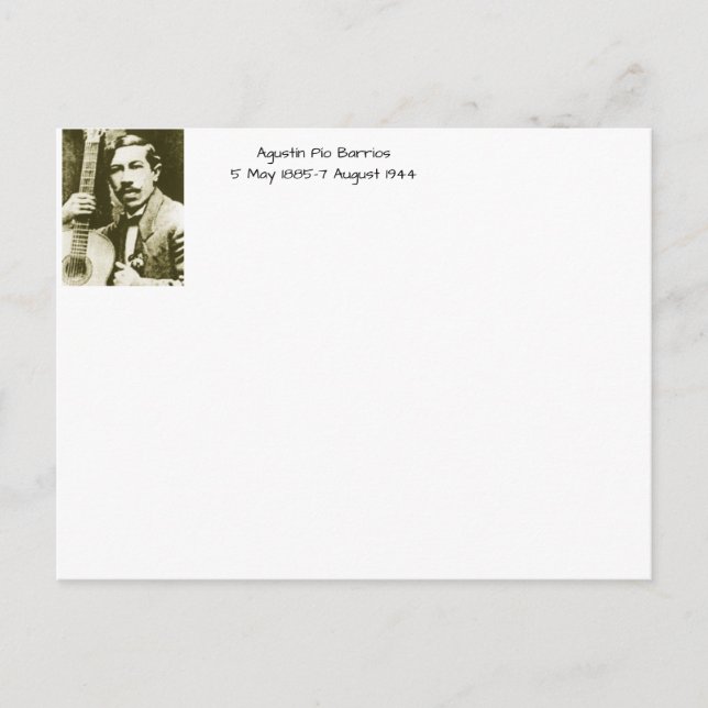 Agustin Pio Barrios Postcard (Front)