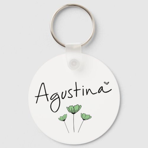 Agustina Green Flower Button Keychain