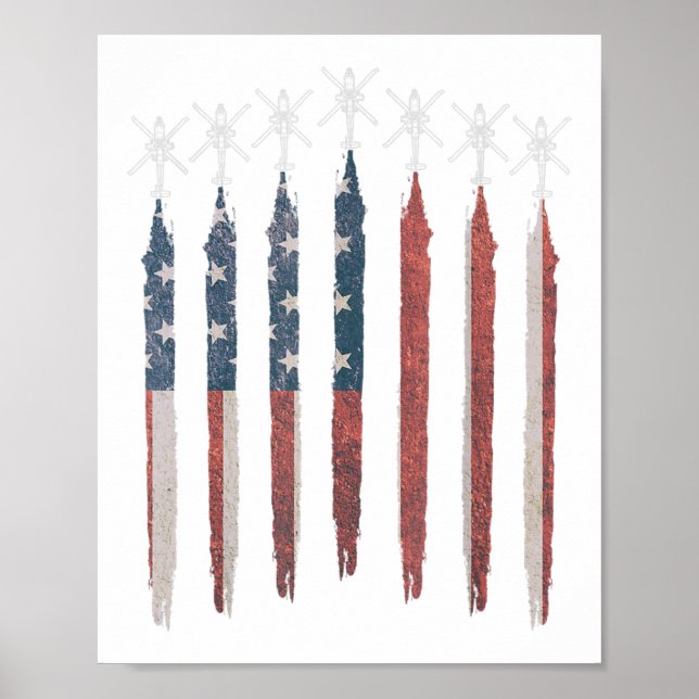 AH64 Apache Helicopter American Flag Apache Squadr Poster (Front)