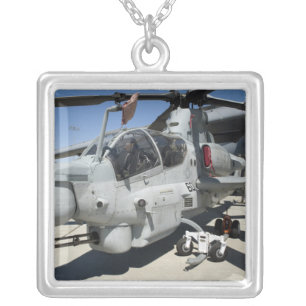 AH-1Z Super Cobra attack helicopter Silver Plated Necklace