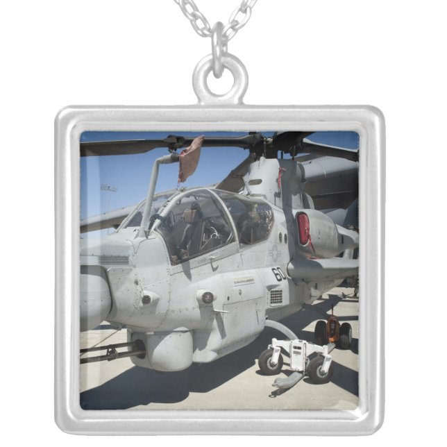 AH-1Z Super Cobra attack helicopter Silver Plated Necklace (Front)