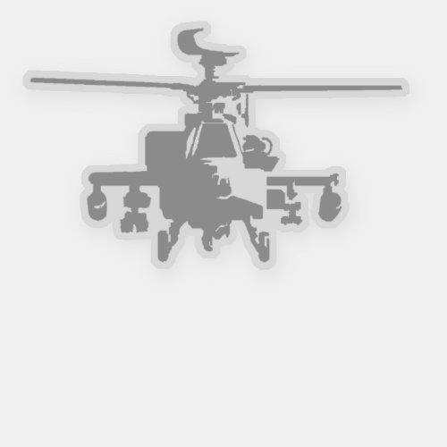 AH_64 Apache Frontal View Gray Sticker