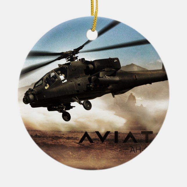 AH-64 Apache Helicopter Ceramic Ornament (Front)