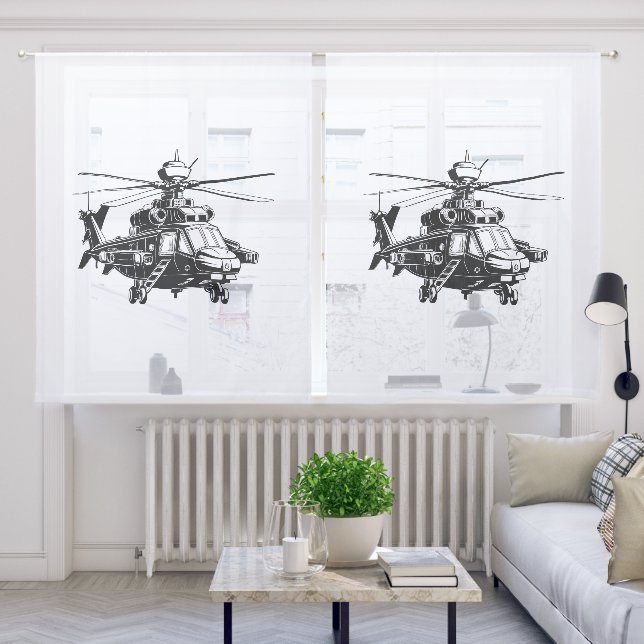 Ah 64 Apache Helicopter Sheer Curtains (Living Room)