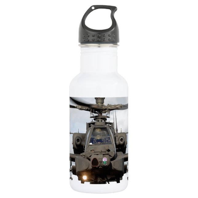 ah 64 apache longbow helocopter military stainless steel water bottle (Front)