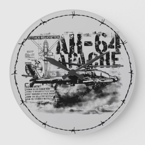 AH_64 Apache Round Large Wall Clock