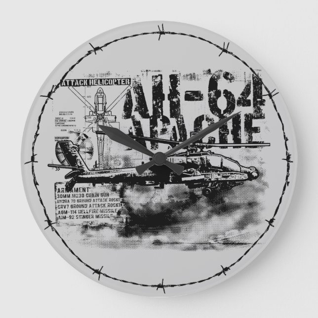 AH-64 Apache Round (Large) Wall Clock (Front)
