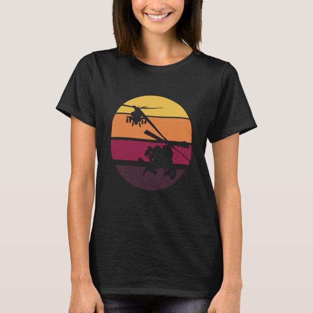 AH 64 Apache Silhouetted by the Sunset T-Shirt (Front)
