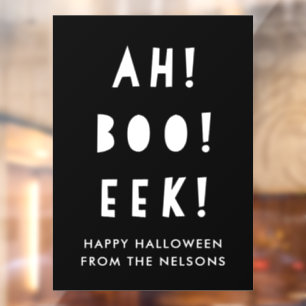Ah Boo Eek Happy Halloween Black & White Custom  Window Cling