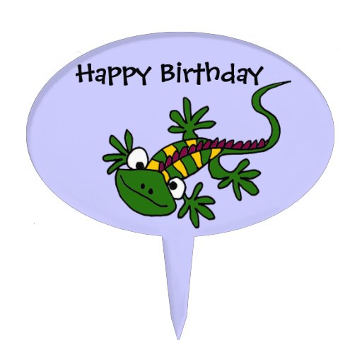 AH- Funny Iguana Birthday Cake Topper | Zazzle