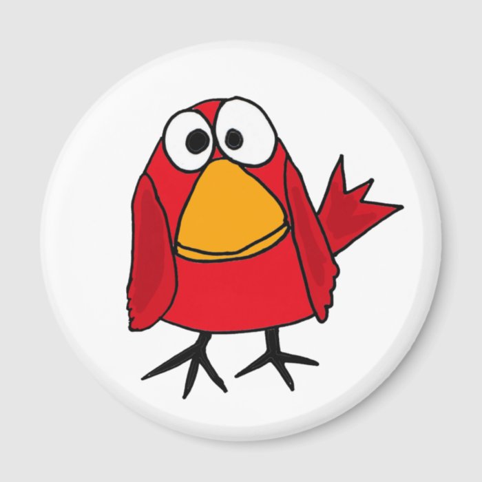 AH  Funny Sad Cardinal Bird Cartoon Fridge Magnet