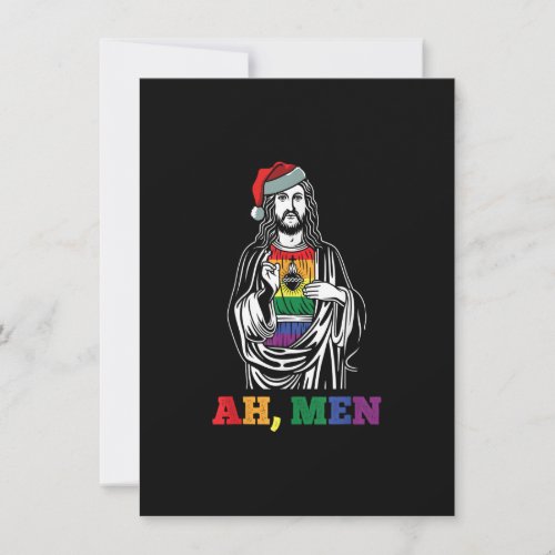 Ah Men Christmas Funny LGBT_Q Pride XMas Jesus Gay Invitation