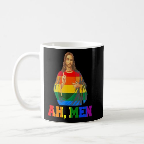 Ah Men Christmas  Lgbt Q Pride Jesus Gay Christian Coffee Mug
