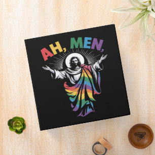 Ah Men Funny LGBT Gay Pride 3 Ring Binder