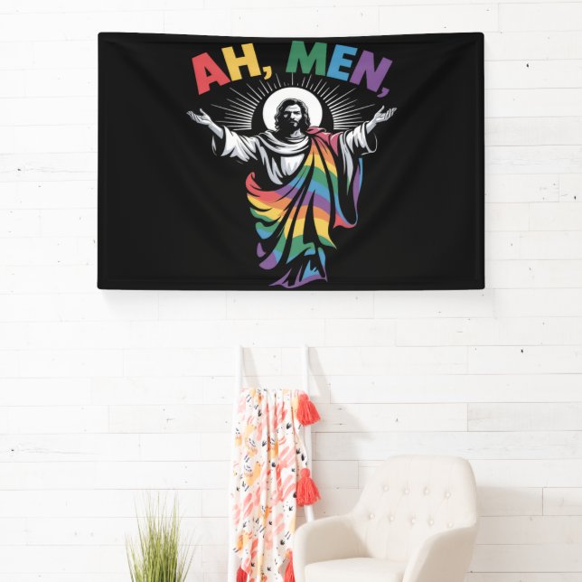 Ah Men Funny LGBT Gay Pride Banner (Insitu)