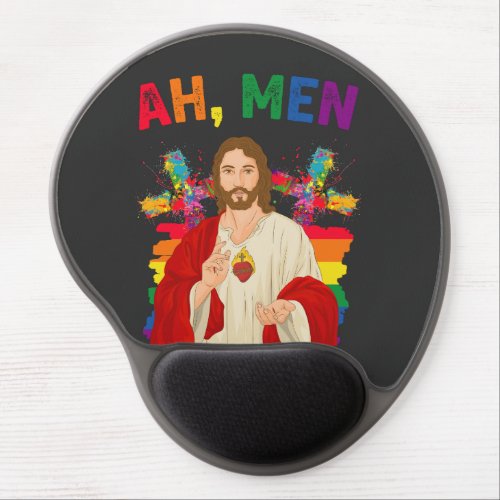 Ah Men Funny LGBT Gay Pride Jesus Christian Gel Mouse Pad