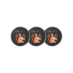 Ah Men Funny LGBT Gay Pride Jesus Christian Golf Ball Marker