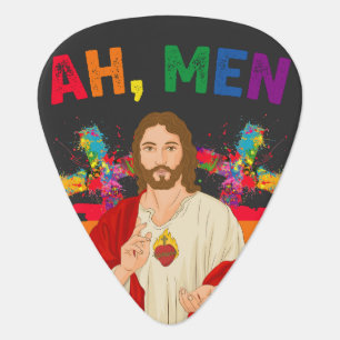 Ah Men Funny LGBT Gay Pride Jesus Christian Guitar Pick