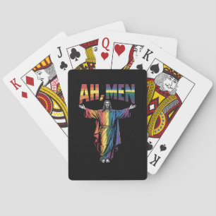 Ah Men Funny LGBT Gay Pride Jesus Christian Poker Cards