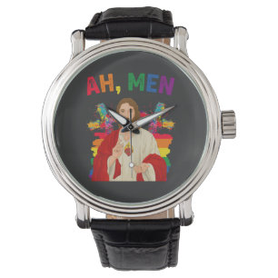 Ah Men Funny LGBT Gay Pride Jesus Christian Watch