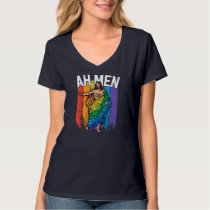 Ah Men Gay Jesus Funny LGBTQ Gifts Rainbow T-Shirt