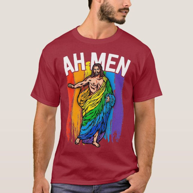 Ah Men Gay Jesus Shirt Funny LGBTQ Shirts Gifts (Front)