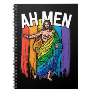 Ah Men Gay Jesus Shirt Funny LGBTQ Shirts Gifts Ra Notebook