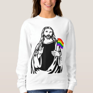 Ah Men LGBT Gay Lesbian Pride Jesus Rainbow Flag C Sweatshirt