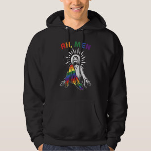 Ah Men Lgbt Gay Pride Jesus Rainbow Flag Christia Hoodie
