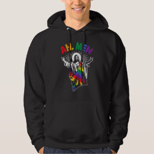 Ah Men Lgbt Gay Pride Jesus Rainbow Flag Christian Hoodie