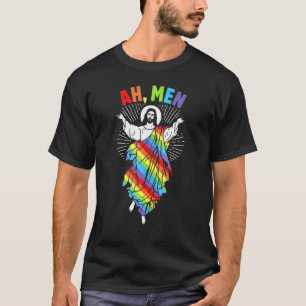 Ah Men Lgbt Gay Pride Jesus Rainbow Peace Christia T-Shirt
