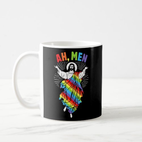 Ah Men LGBT Gay Pride Jesus Rainbow Peace Coffee Mug