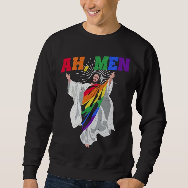Ah Men Pride Month Human Rights Proud Ally Queer L Sweatshirt (Front)