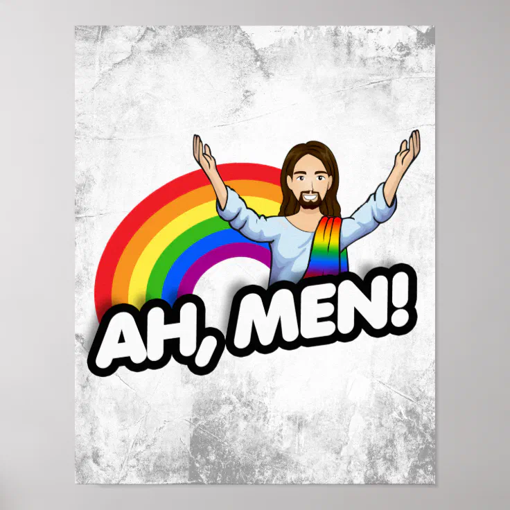 Ah Men Rainbow Jesus Poster Zazzle