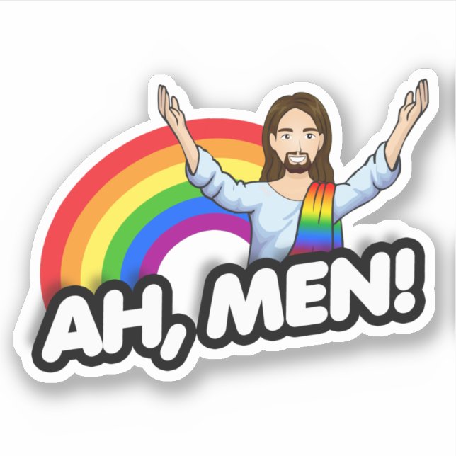 Ah Men - Rainbow Jesus Sticker (Front)