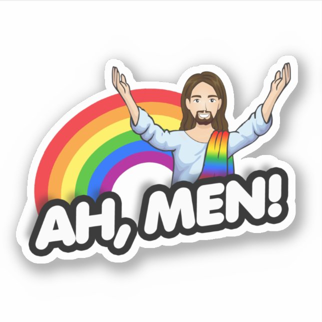 Ah Men - Rainbow Jesus Sticker (Front)