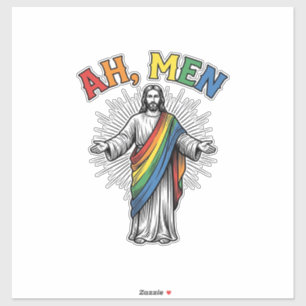Ah Men Rainbow Religious Vintage Sticker