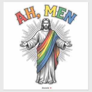 Ah Men Rainbow Religious Vintage Sticker