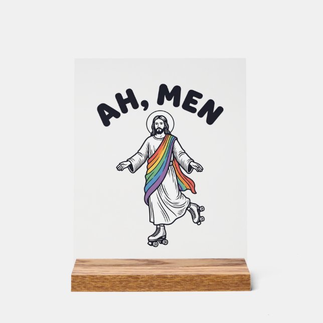 Ah Men Roller Skating Faith Vector Design_1 Acrylic Sign (Front)