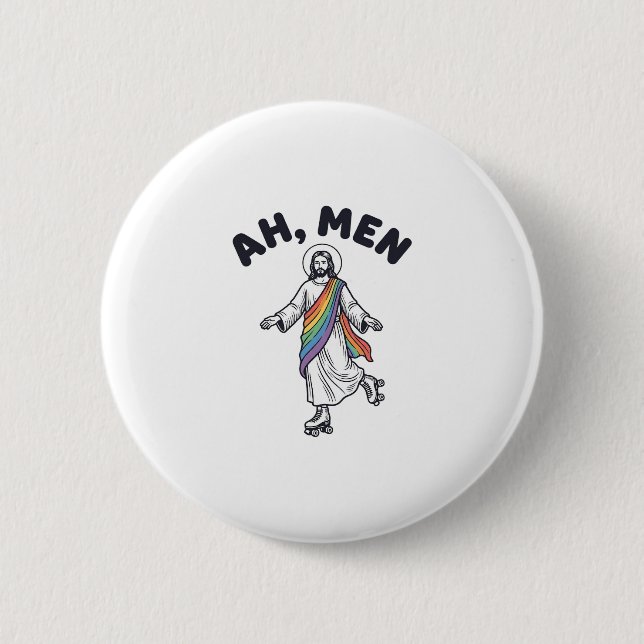 Ah Men Roller Skating Faith Vector Design_1 Button (Front)