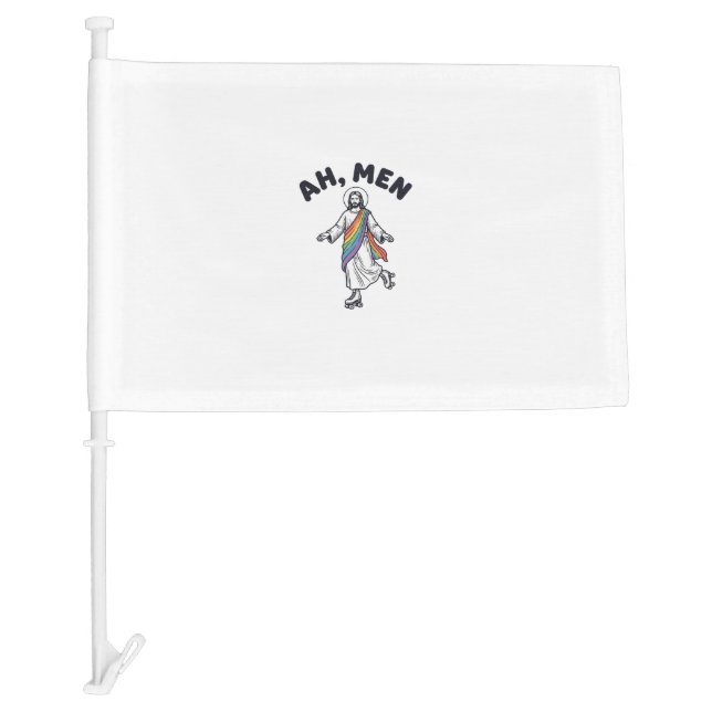 Ah Men Roller Skating Faith Vector Design_1 Car Flag (Front)