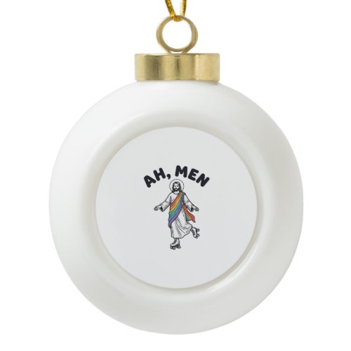 Ah Men Roller Skating Faith Vector Design_1 Ceramic Ball Christmas Ornament