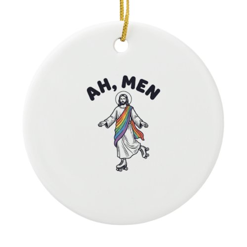 Ah Men Roller Skating Faith Vector Design_1 Ceramic Ornament