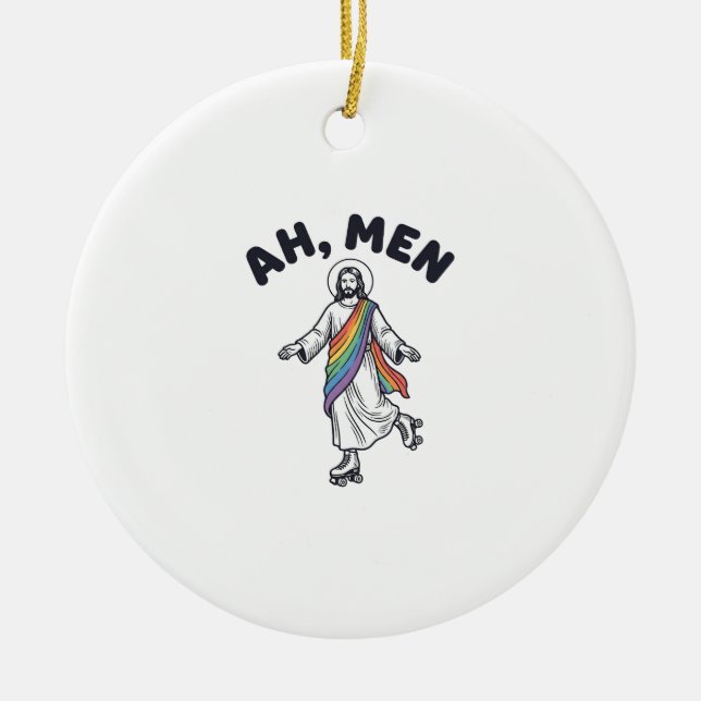Ah Men Roller Skating Faith Vector Design_1 Ceramic Ornament (Front)